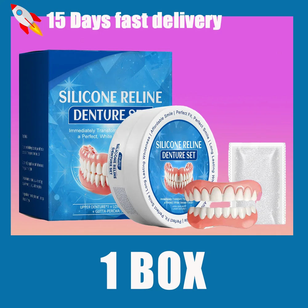Silicone Dentures Full Set Upper Lower Temporary Smile Veneers - 7