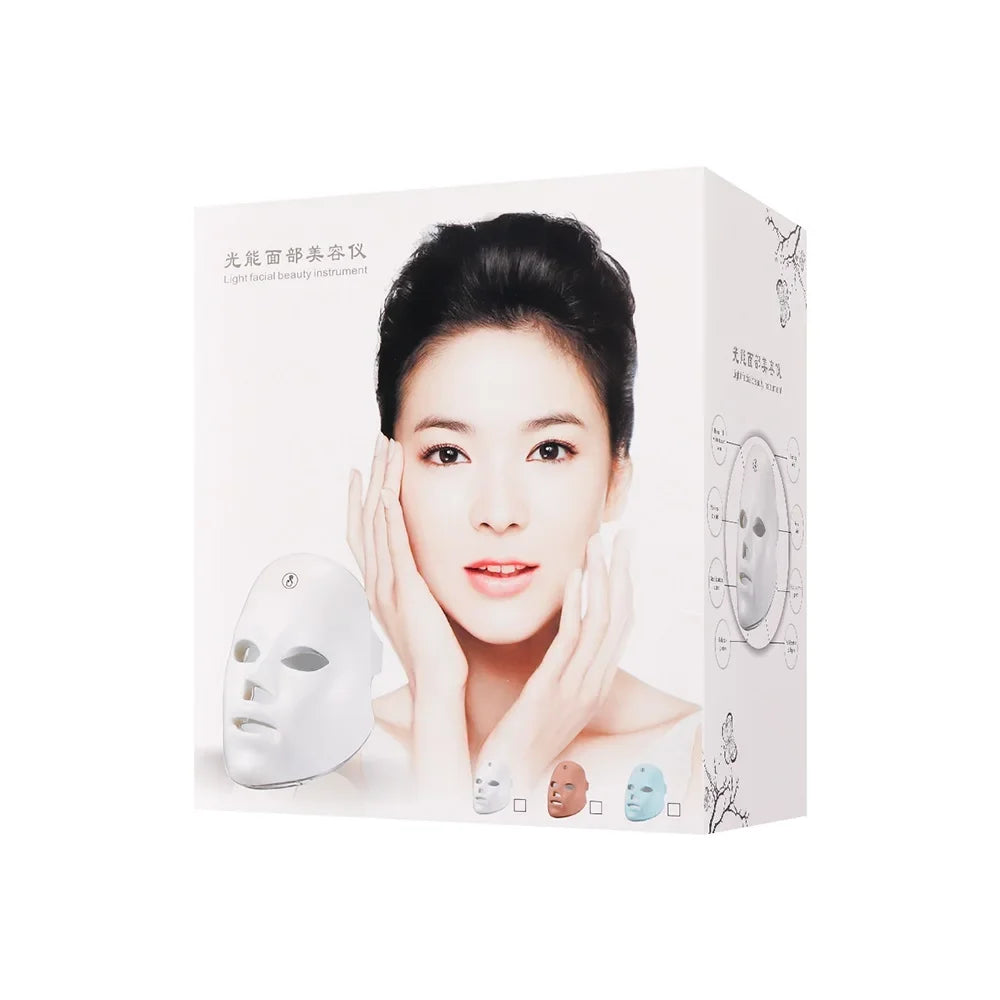 Rechargeable 7 Color LED Photon Light Therapy Facial Skin Mask