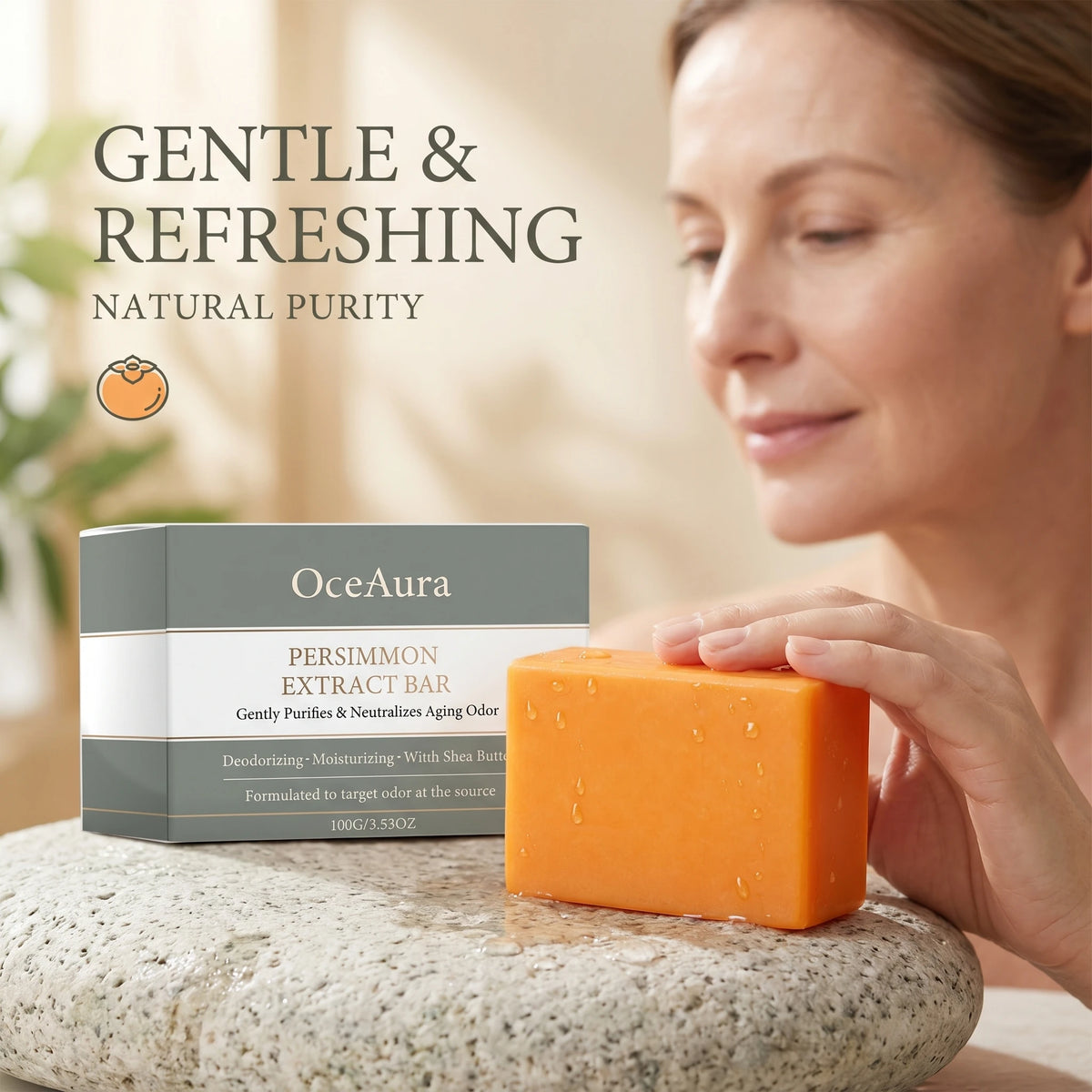 Persimmon Deodorizing Body Soap Aging Odor Neutralizer Skin Care Bar