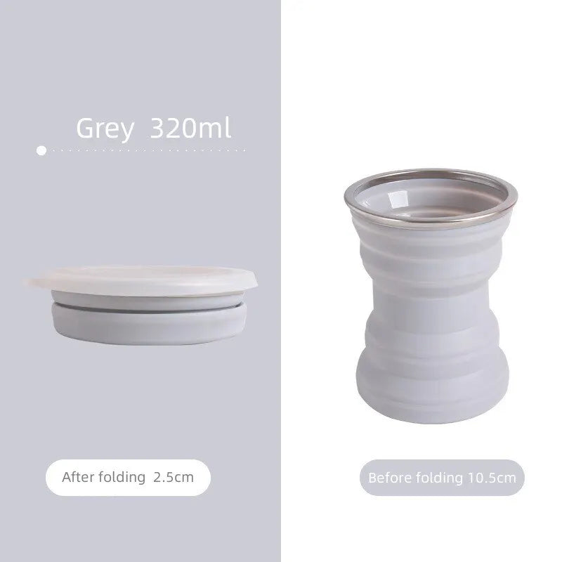 Portable Silicone Collapsible Cup Foldable Travel Mug with Lanyard