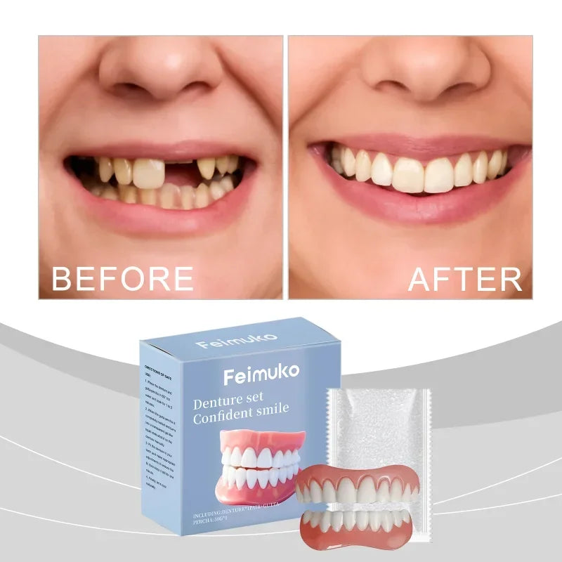 Silicone Temporary Dentures Full Set Fake Teeth - 1