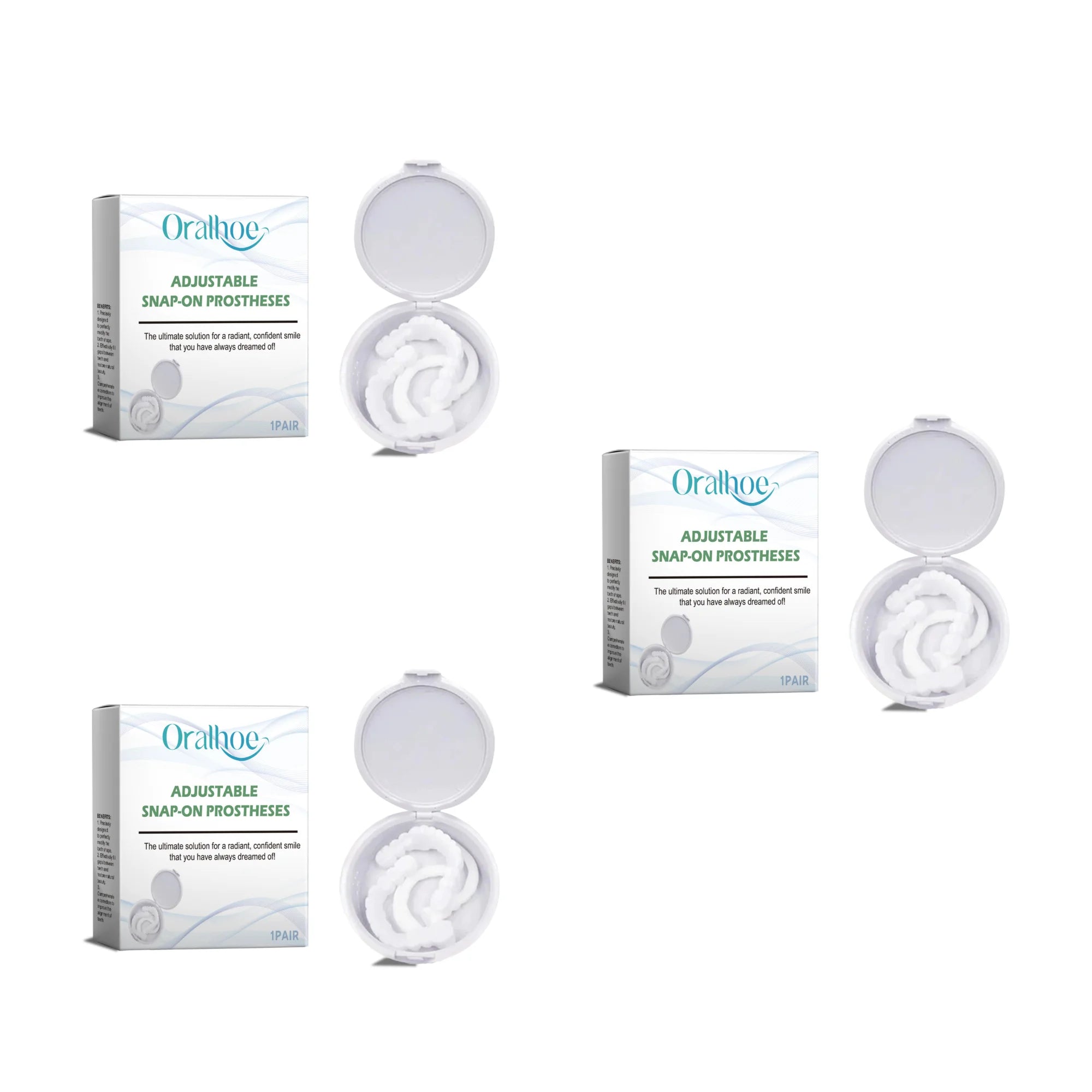 Adjustable Snap On Dentures Smile Makeover Fake Teeth Veneers - 14