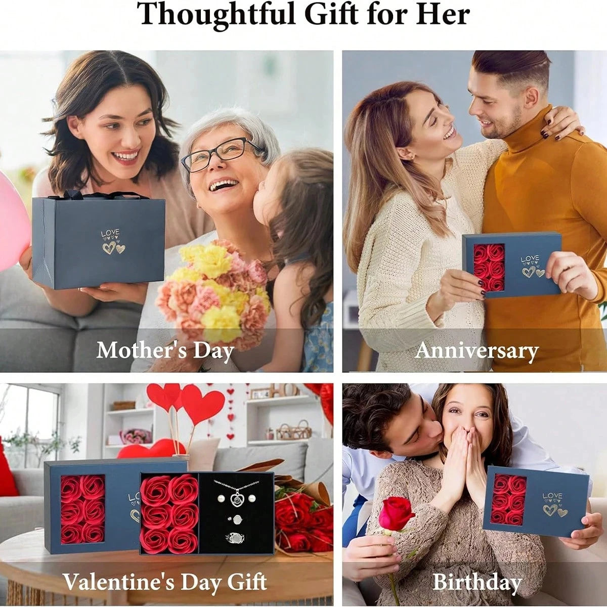 Eternal Rose Jewelry Gift Box for Valentine Day Anniversary Necklace - 4