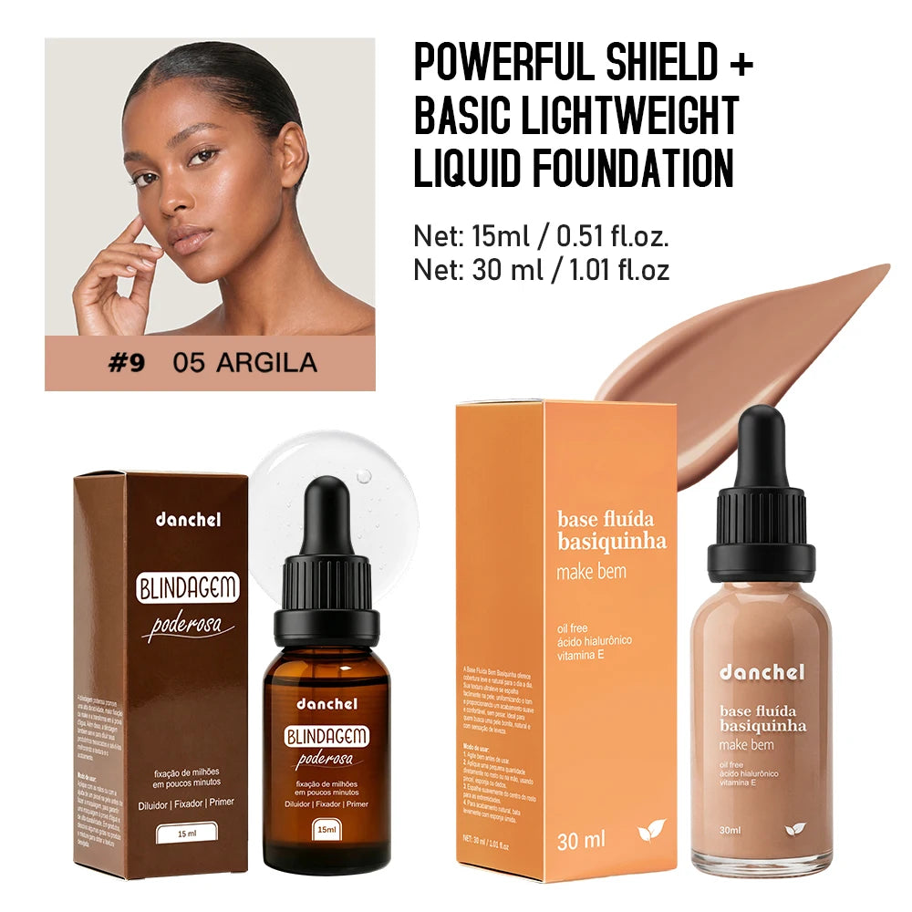2pcs Waterproof Primer Serum and Liquid Foundation Makeup Set