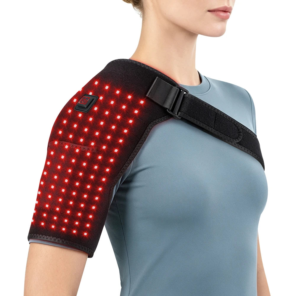 USB Heated Shoulder Brace Red Light Therapy Wrap Pad - 15