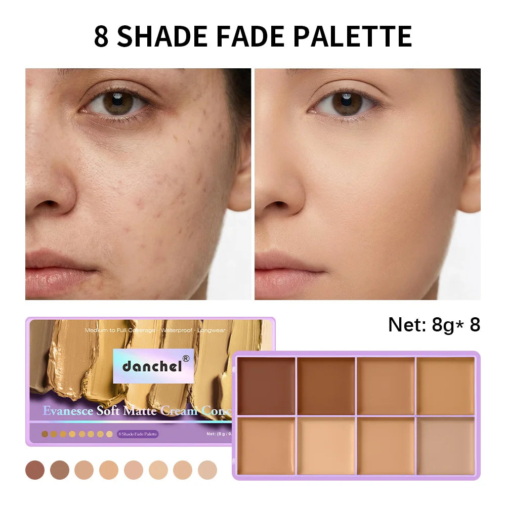 8 Shade Cream Concealer Palette Soft Matte Contour Waterproof - 1