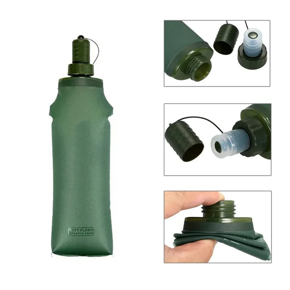 Foldable Soft Flask Water Bottle TPU Hydration Pack for Running Hiking - 13