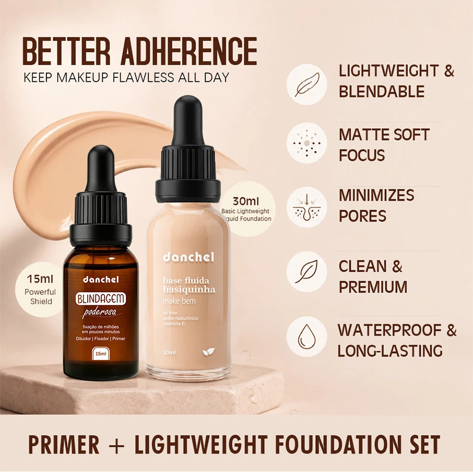2pcs Waterproof Primer Serum and Liquid Foundation Makeup Set - 9