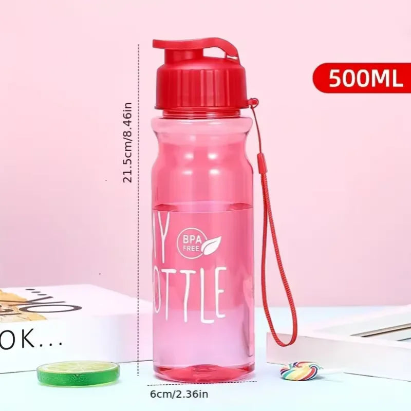 Fantia 500ml Transparent Sports Water Bottle with Strap for Hiking - 17