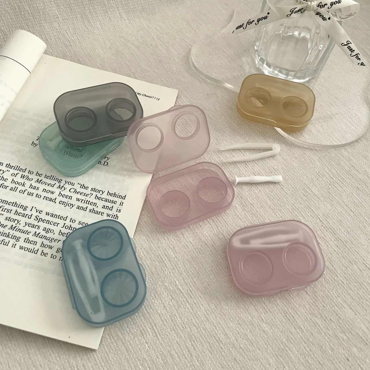 Portable Contact Lens Case Set Travel Storage Box with Tweezer Tool