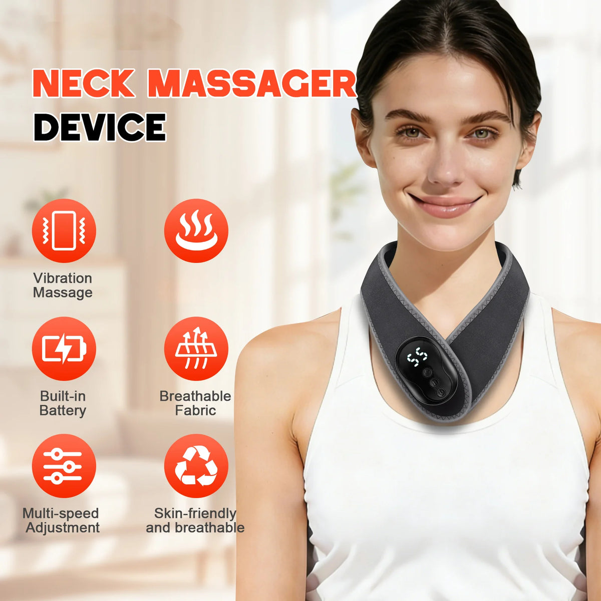 Portable Neck Massager Wrap Vibration Scarf and Relaxation Pad
