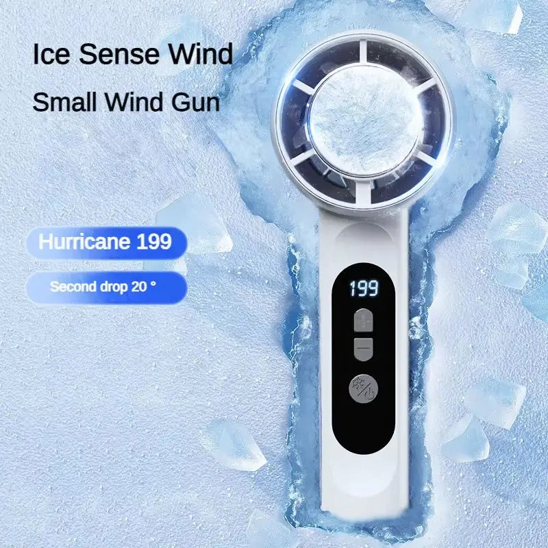 Rechargeable Turbo Mini Handheld Fan with Ice Cooler - 4