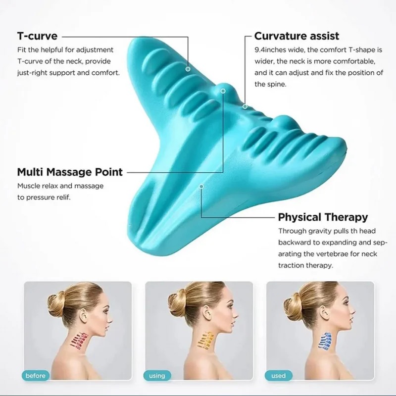 Neck and Shoulder Relaxer Cervical Traction Pillow Massage Stretcher