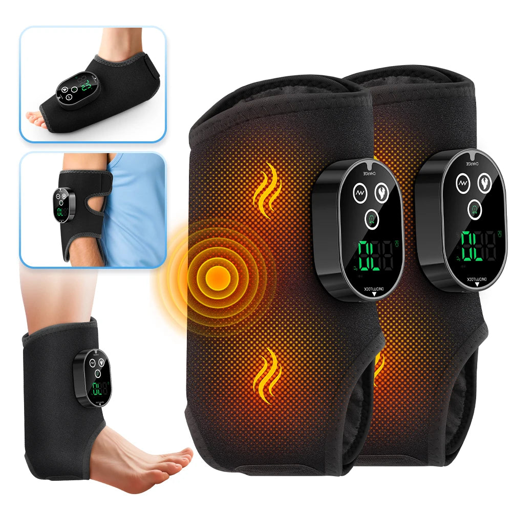 Electric Ankle Calf Foot Vibration Massager Heating Brace