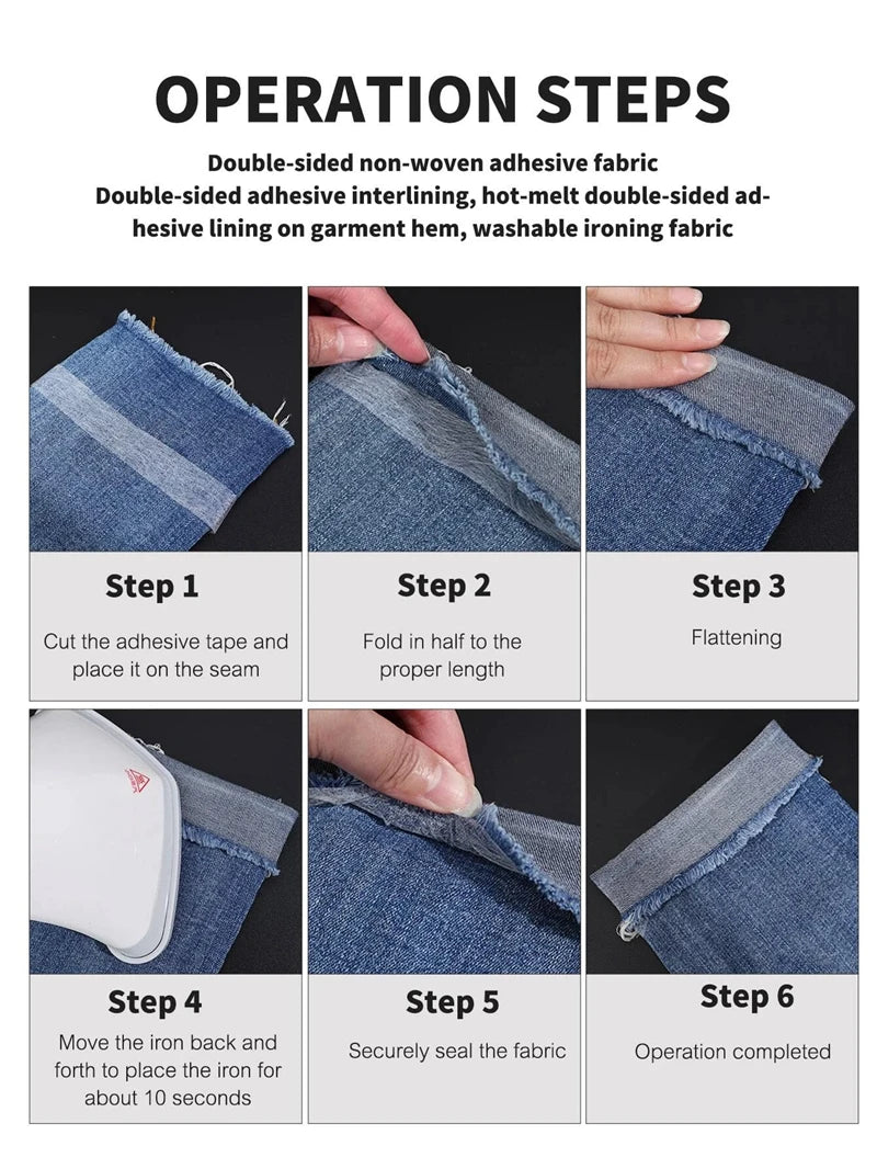 Double Sided Iron On Hem Tape Non Woven Adhesive Fabric Roll for Sewing - 13
