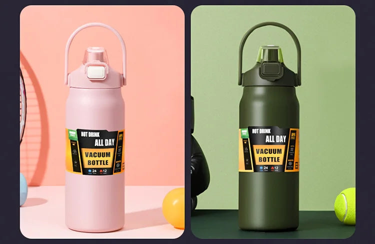 Insulated Stainless Steel Water Bottle Vacuum Flask with Straw Lid