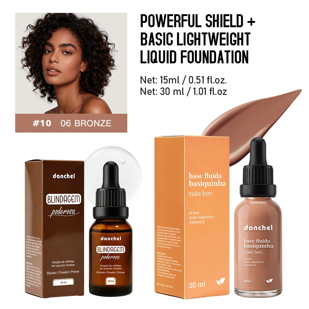2pcs Waterproof Primer Serum and Liquid Foundation Makeup Set
