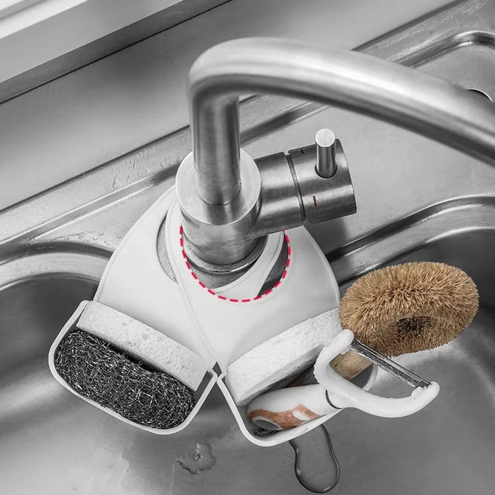 Cat Shape Silicone Kitchen Sink Faucet Sponge Holder Hanging Drain Basket - 7