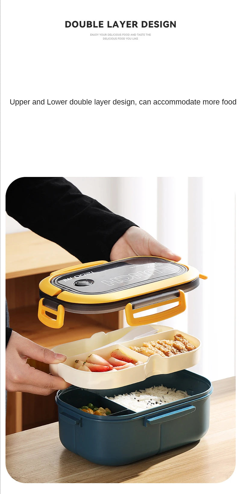 1200ML 2-Layer Bento Lunch Box Portable Leakproof Food Container - 13
