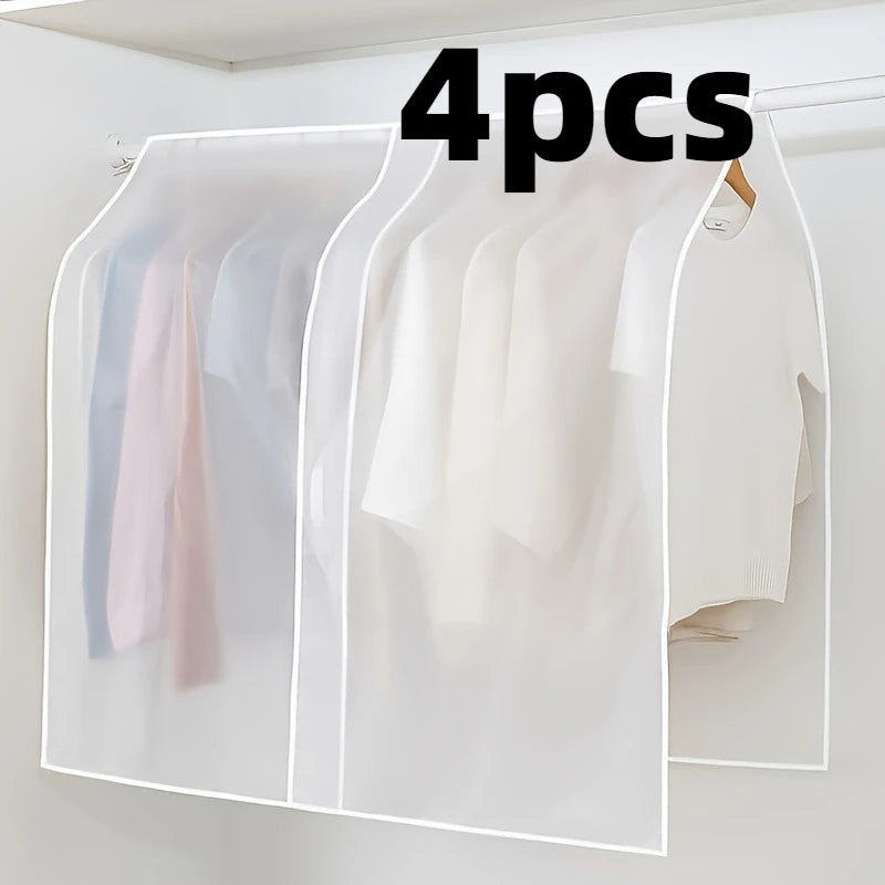 4pcs Garment Bag Set Translucent Clothes Dust Cover Hanging Organizer - 11