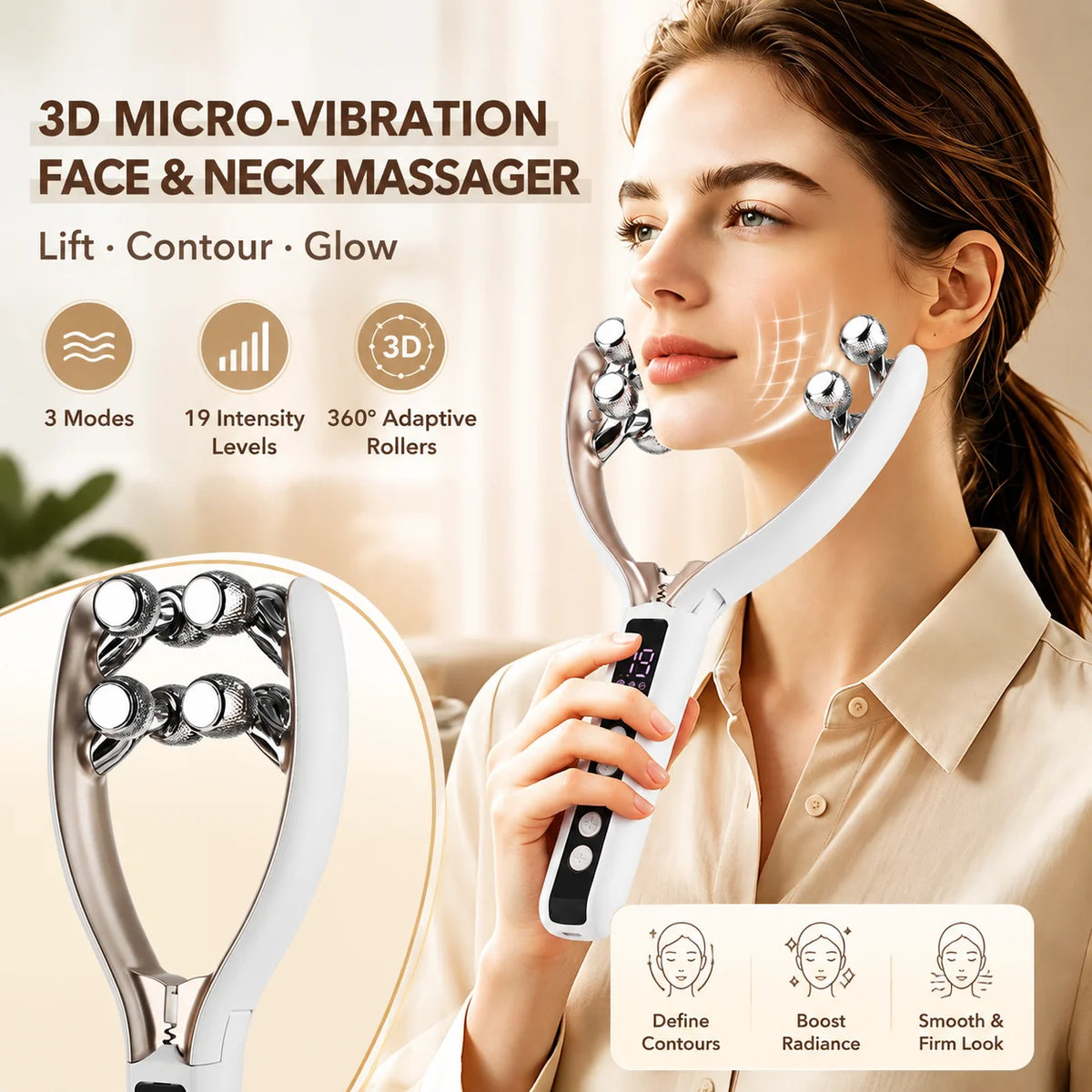 Microcurrent Face and Neck Lifting Roller Massager