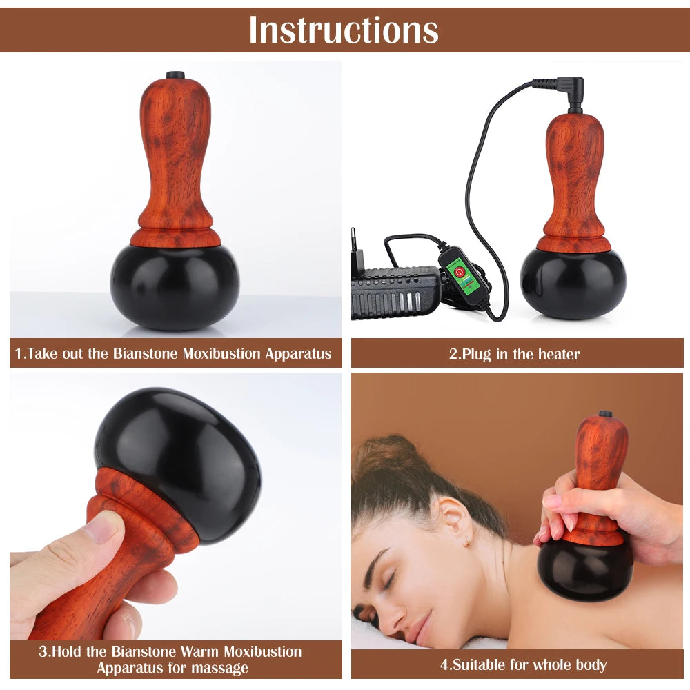 Electric Bianstone Hot Stone Gua Sha Massager