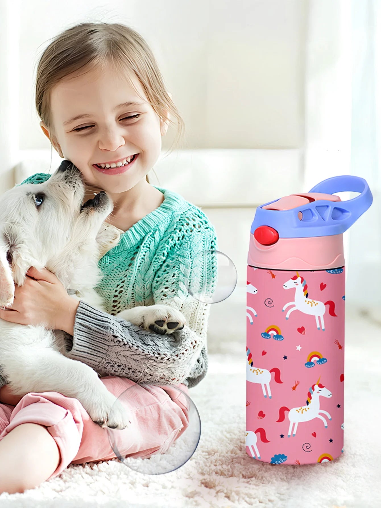 350ml Cartoon Insulated Stainless Steel Water Bottle Kids Vacuum Flask
