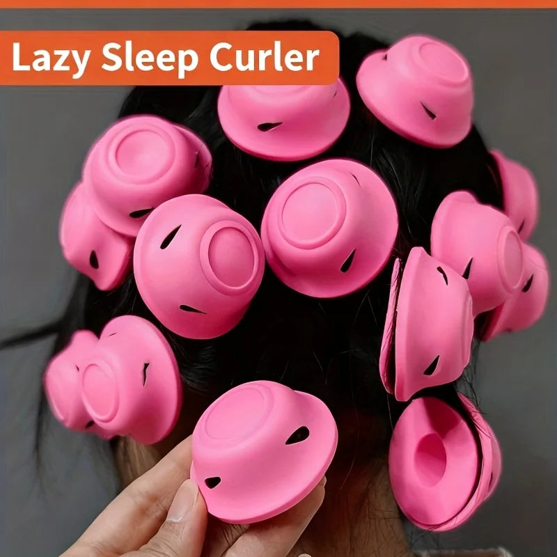 30pcs Silicone Mushroom Hair Curlers Heatless Wave Styling Rollers - 7
