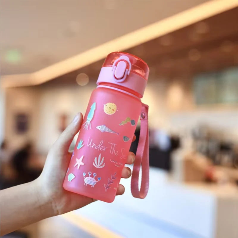 400ml Portable Water Bottle Cute 3D Printed Sport Drinkware with Strap - 25