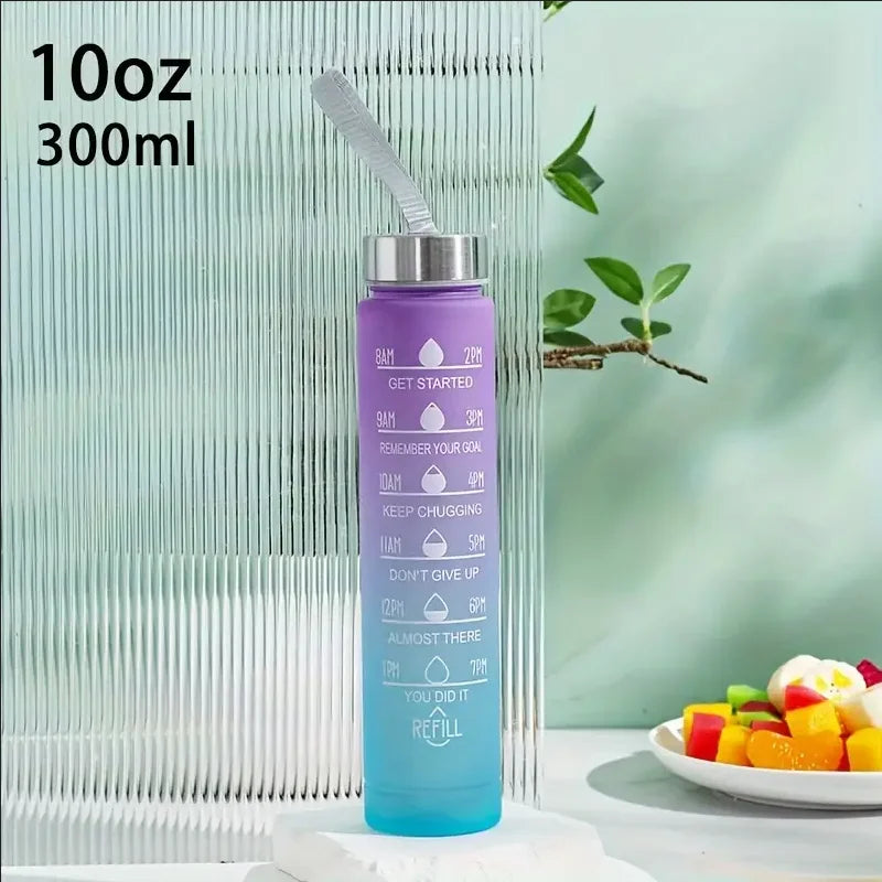 Motivational Water Bottle with Time Marker Leakproof Sport Fitness Jug