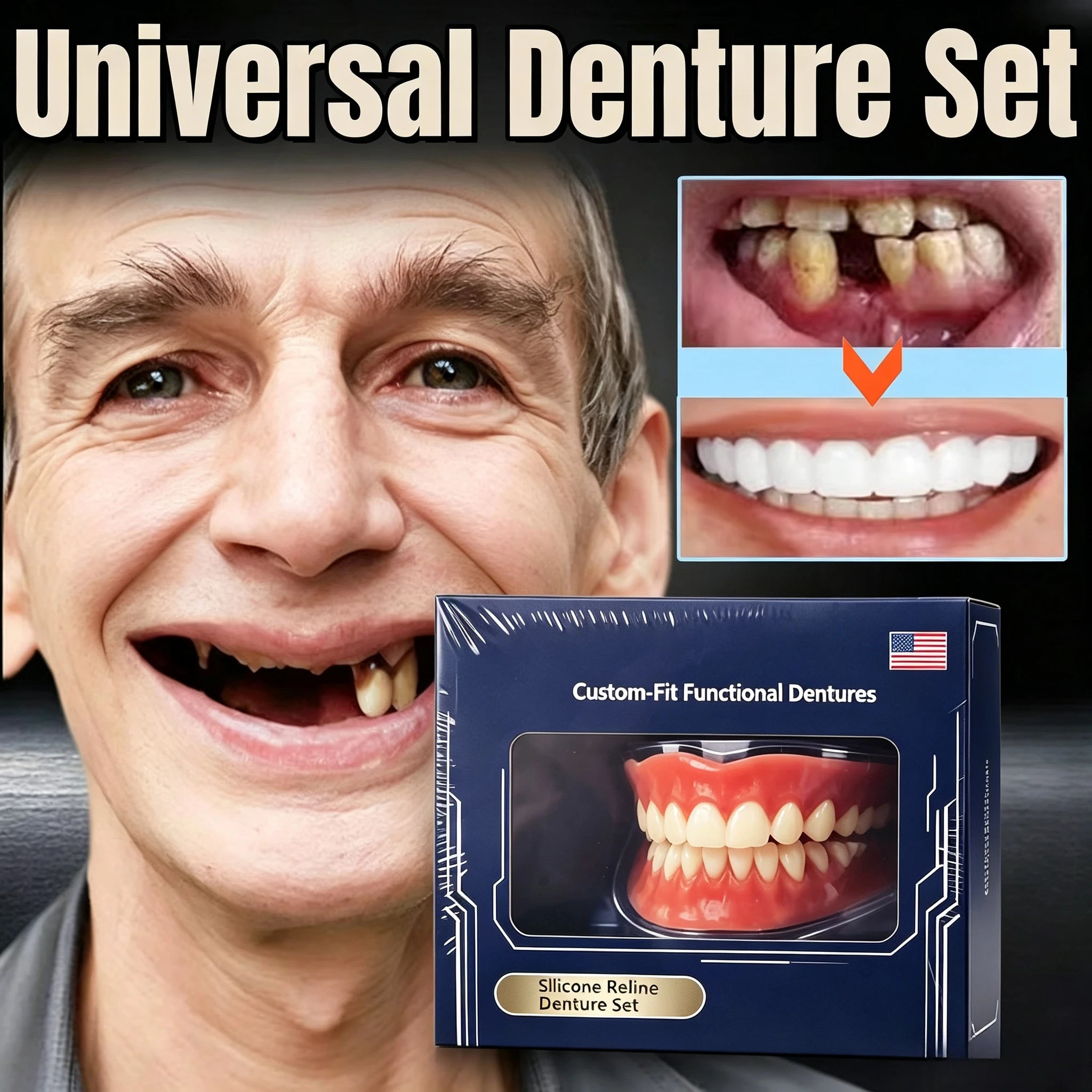 Silicone Denture Set Adjustable Custom Fit Oral Care - 2