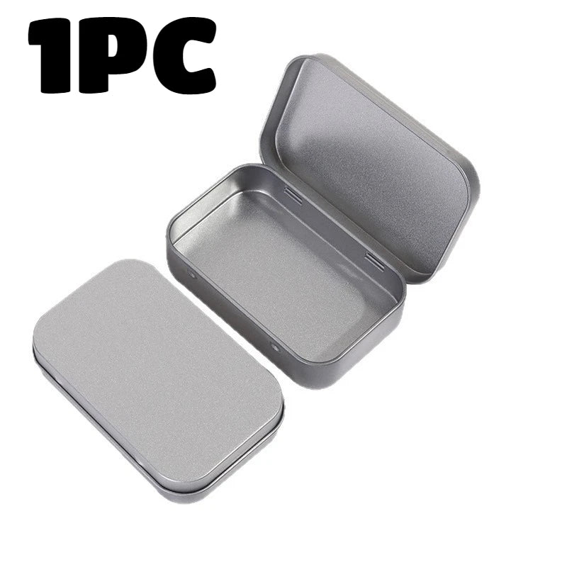 10pc Metal Tin Storage Box Rectangular Hinged Container for Small Items