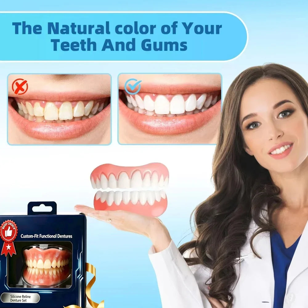 Silicone Dentures Adjustable Cosmetic Teeth & Reusable Smile Set