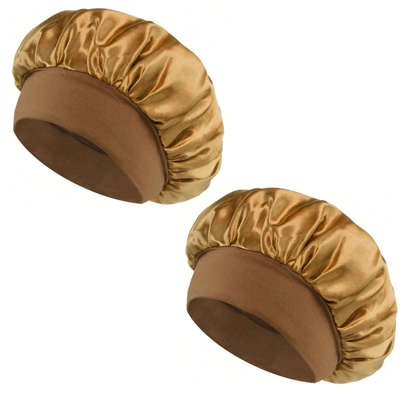 Satin Silk Sleep Cap Wide Band Hair Bonnet for Sleeping and Styling