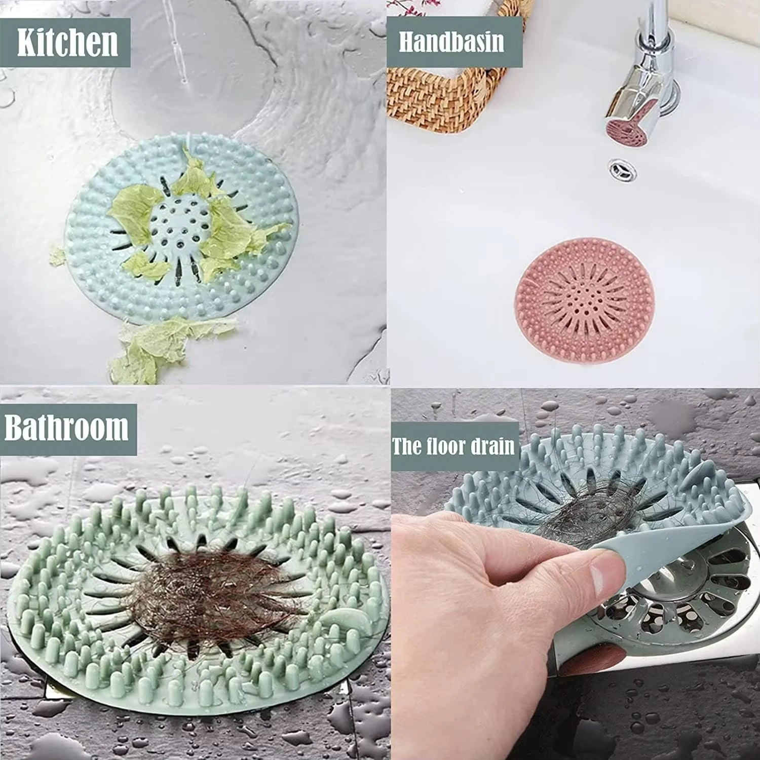 Silicone Sink Strainer Hair Catcher Drain Protector for Shower Bathtub - 3