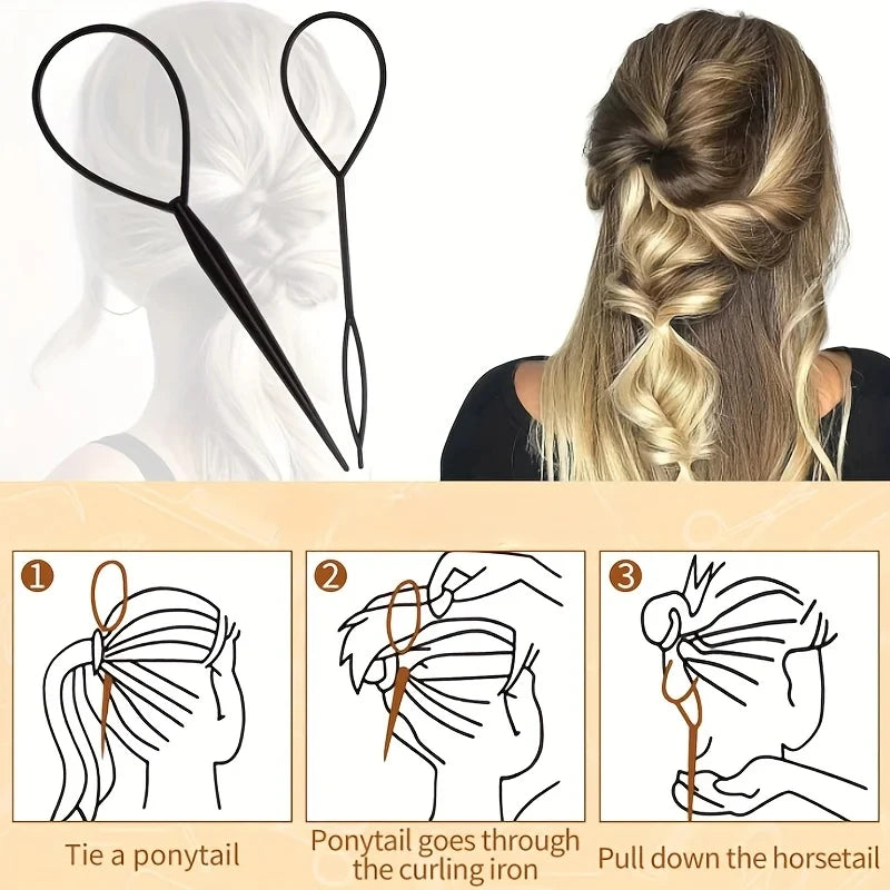 Topsy Tail Hair Braiding Tool Ponytail Maker Styling Accessory Set - 5