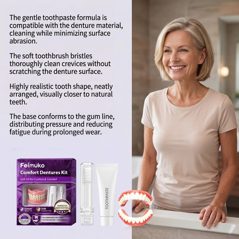 Soft Silicone False Teeth Upper And Lower Cosmetic Dentures