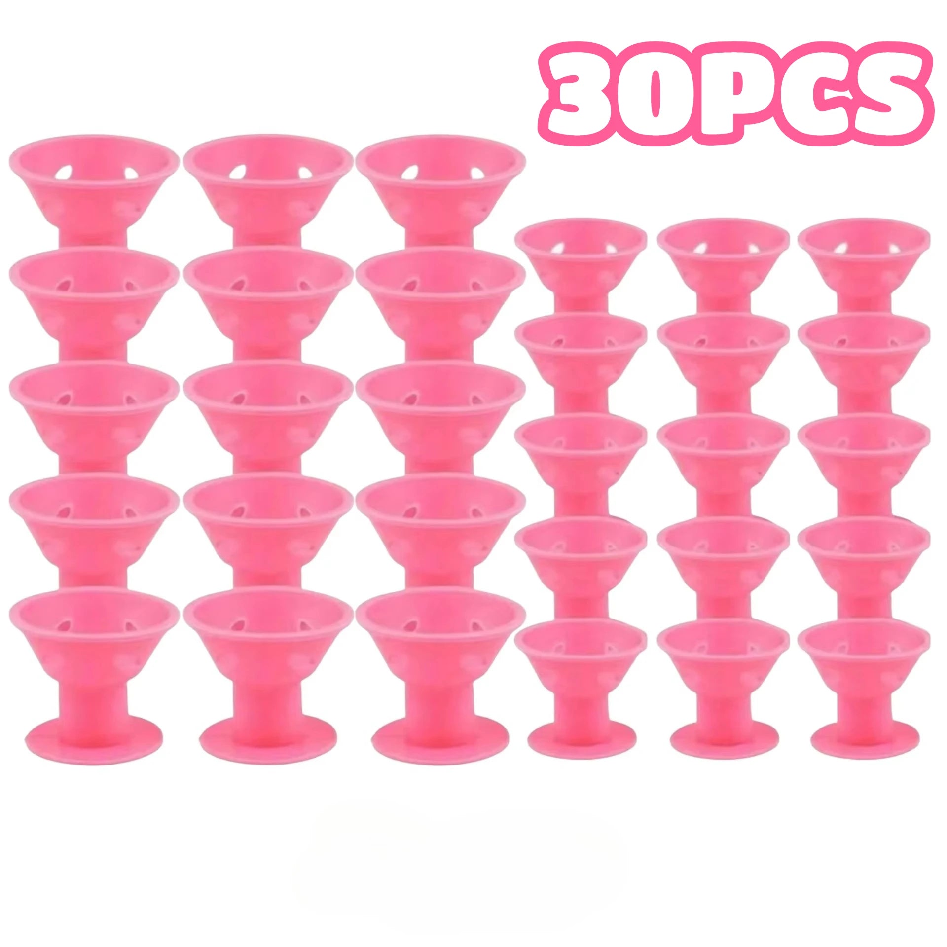 30pcs Silicone Mushroom Hair Curlers Heatless Wave Styling Rollers - 12