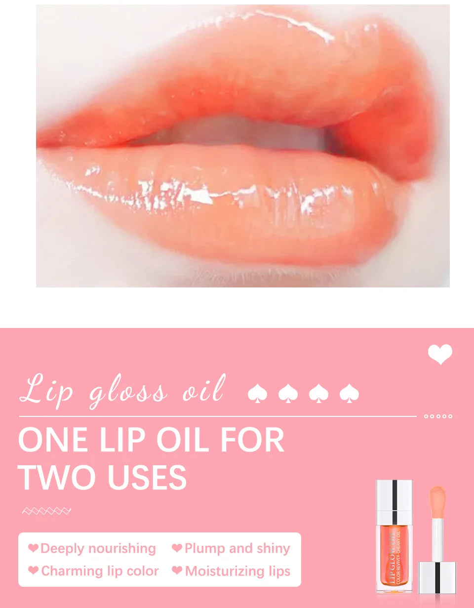 Lip Oil Plumping Gloss Crystal Jelly Moisturizing Tinted Lip Plumper
