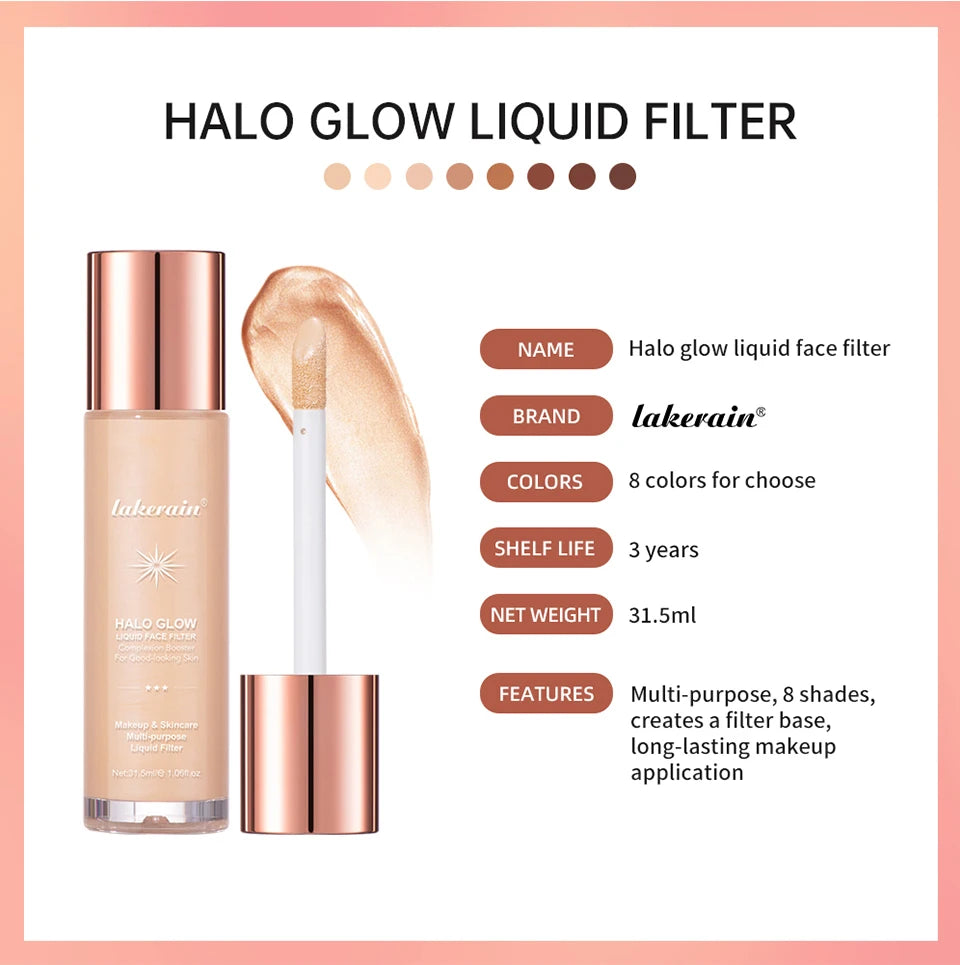 Halo Glow Liquid Face Filter Highlighter & Dewy Skin Bronzer Serum - 16
