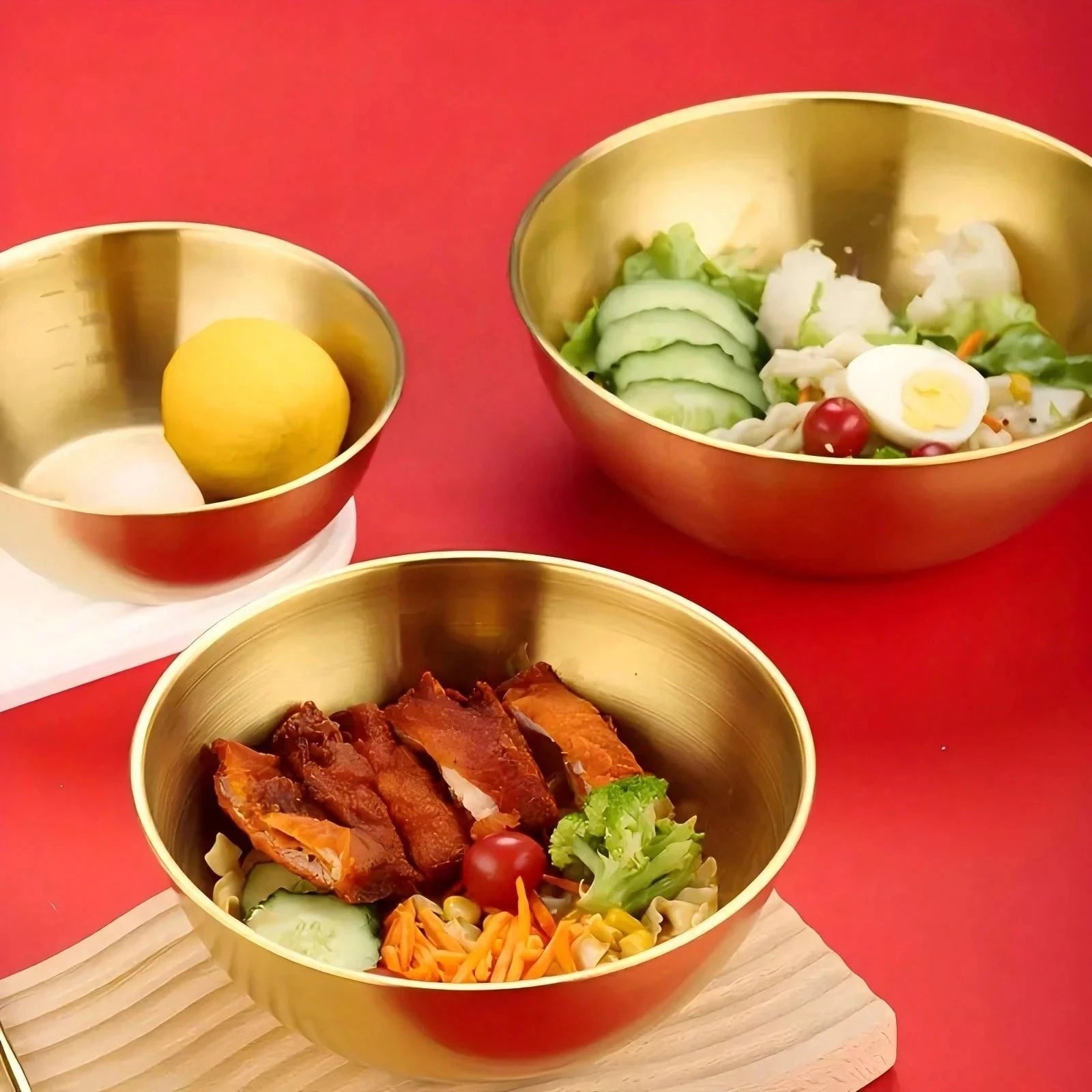 Stainless Steel Mixing Bowl Set - Nesting Salad & Kitchen Prep Basin