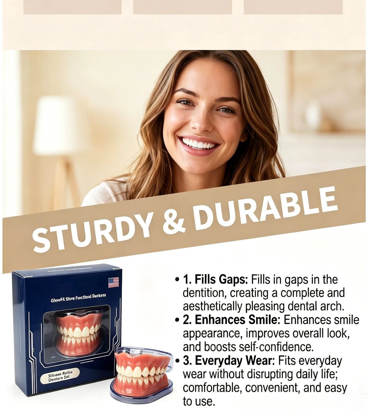 Instant Smile Fake Teeth Full Mouth Set Cosmetic Denture Accessory