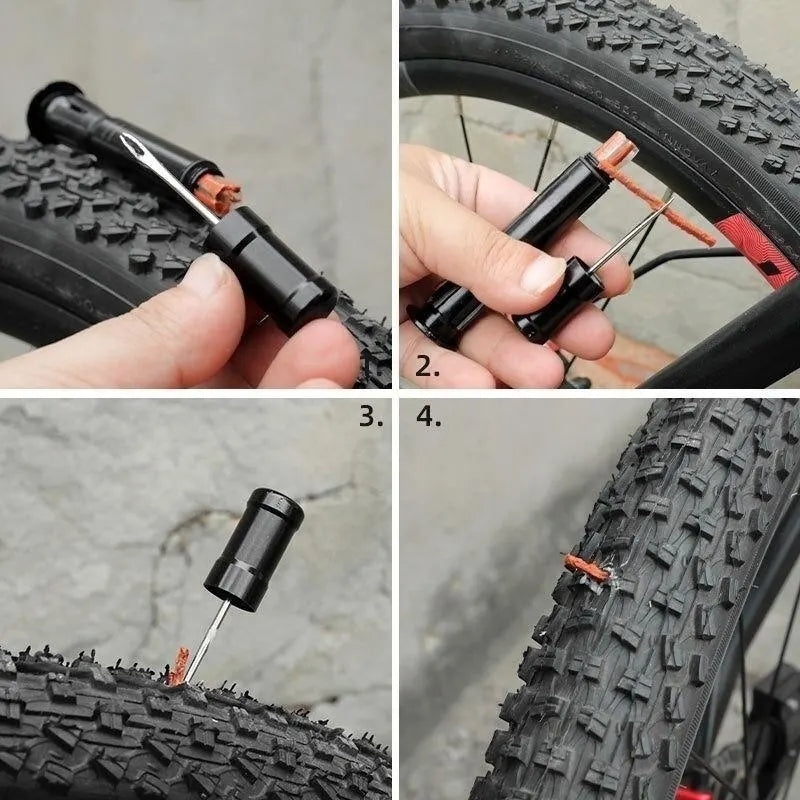 Tubeless Bicycle Tire Repair Kit Portable Bike Puncture Plug Tool - 5
