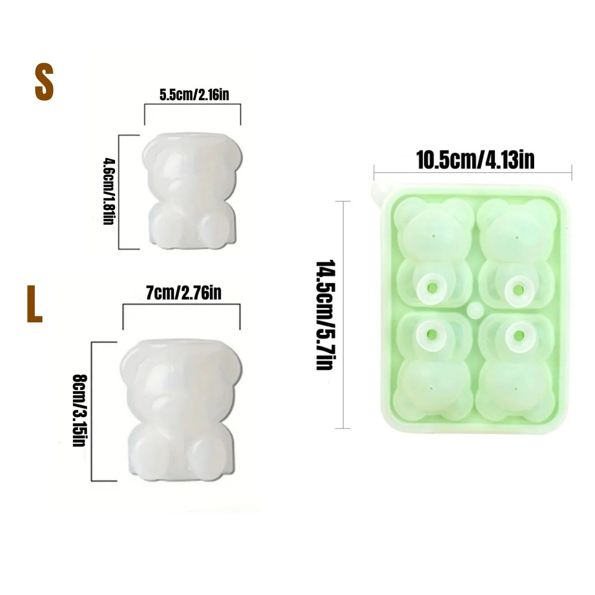 Cute Bear Silicone Ice Cube Tray Mold for Whiskey Coffee and Cocktails
