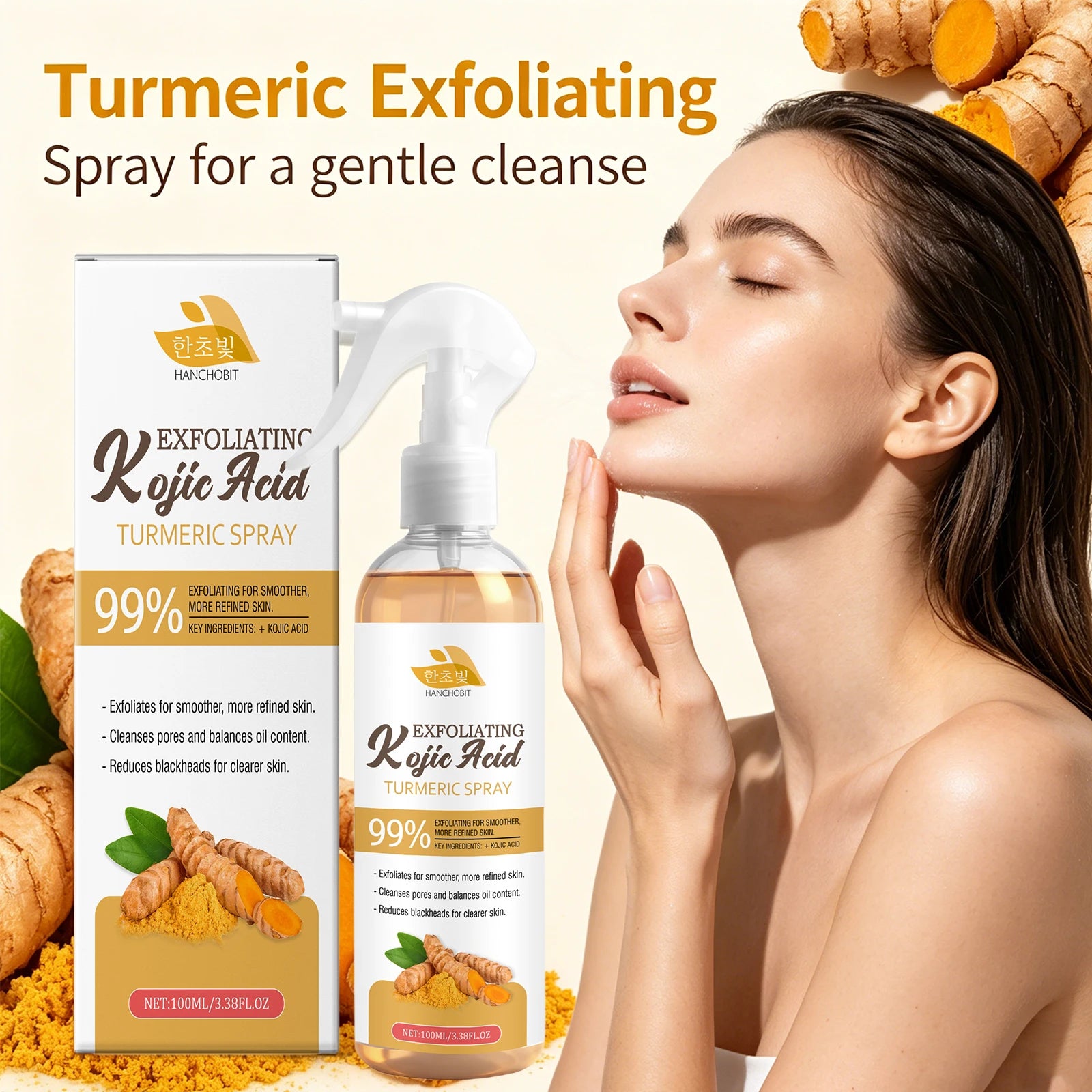 Kojic Acid Turmeric Exfoliating Spray Brightening Facial Mist - 2