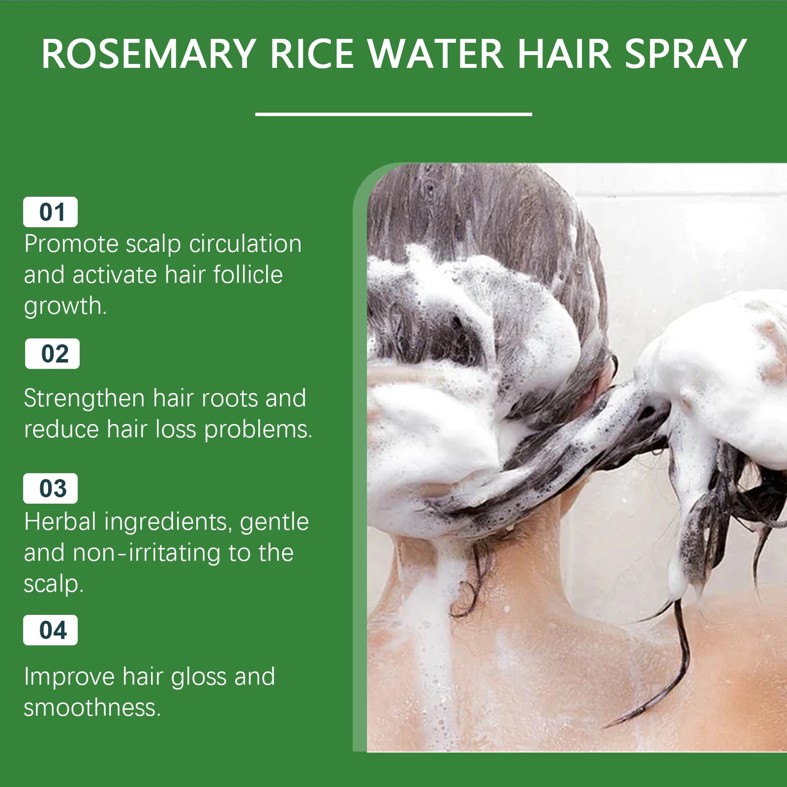 Rosemary Rice Water Hair Growth Spray for Damaged Frizzy Hair - 15