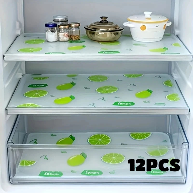 12PCS Refrigerator Mats Waterproof Fridge Liners Non-Slip Shelf Pads - 1
