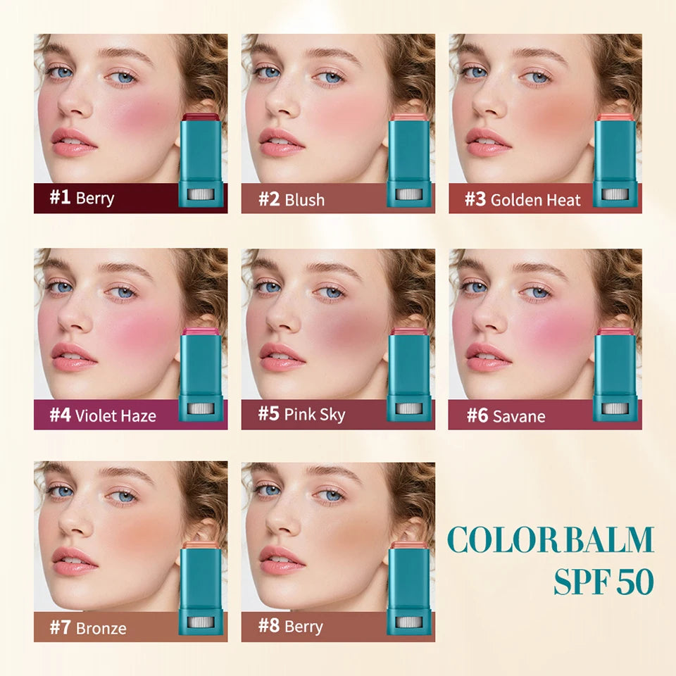 SPF 50 Blush Balm Stick Hydrating Sunscreen Makeup