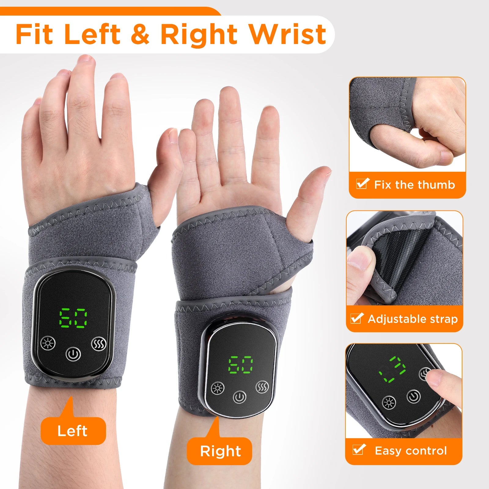 Cordless Heated Wrist Brace & Vibration Massager Wrap - 11
