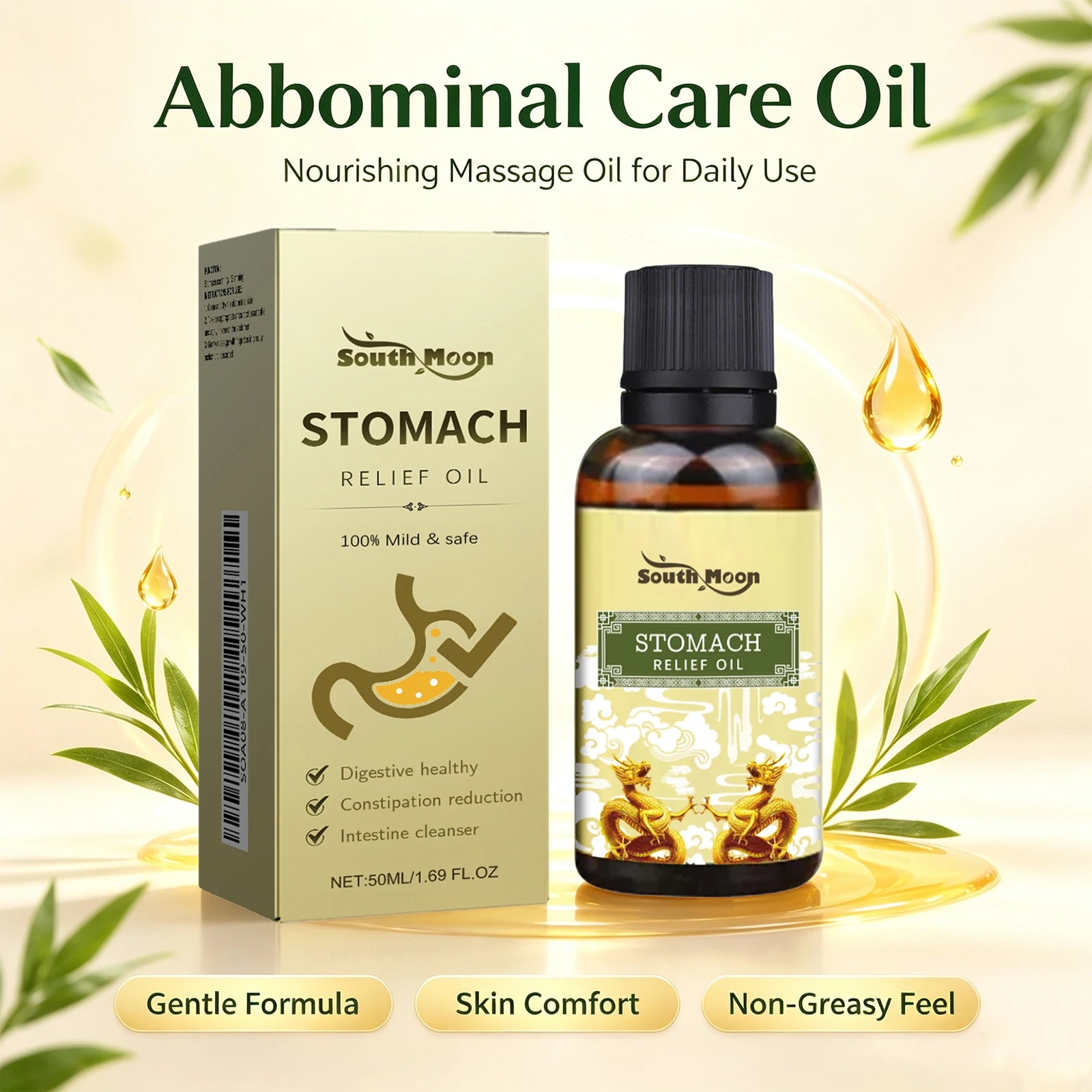Herbal Stomach Relief Oil Abdomen Massage Constipation Care - 1
